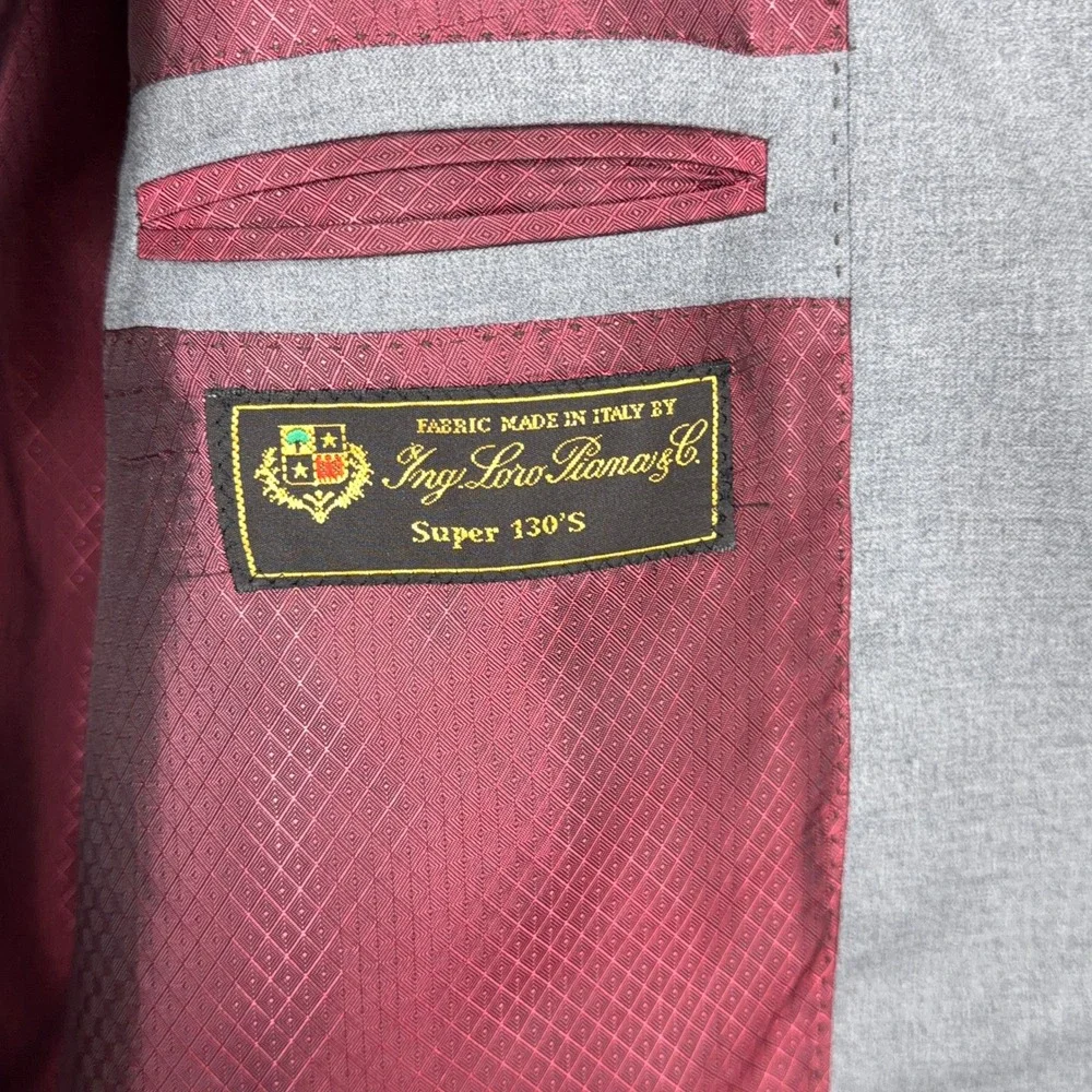 Loro Piana Super 130s Wool 3 Button Blazer Stefano Genovese 44‎ LN Grey Italy